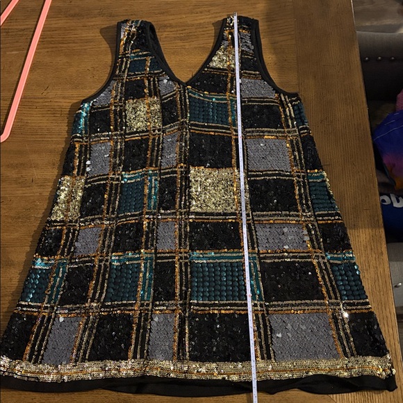 Zara Black, Green, and Gold Sequin Dress - Picture 8 of 14